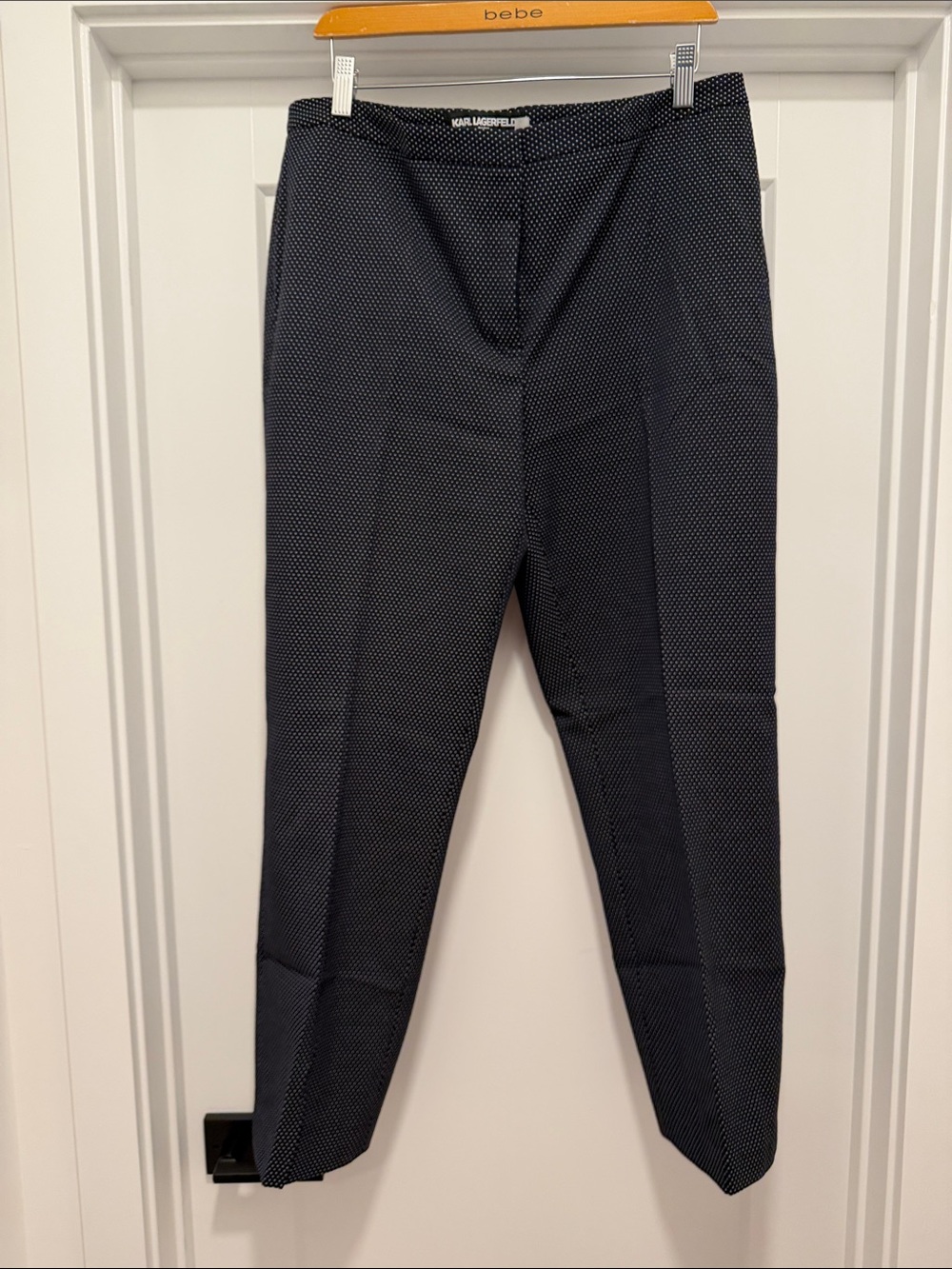 Karl Lagerfeld Navy Black Microdot Tapered Trousers